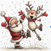christmas elf and reindeer dancing