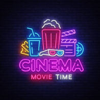 word cinema in lights