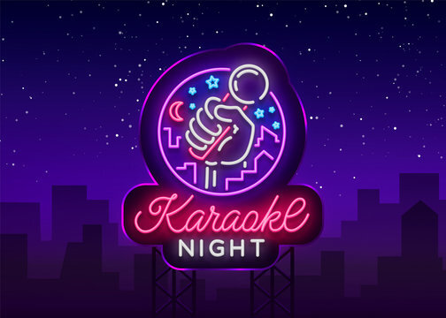 image with microphone and karaoke night written 