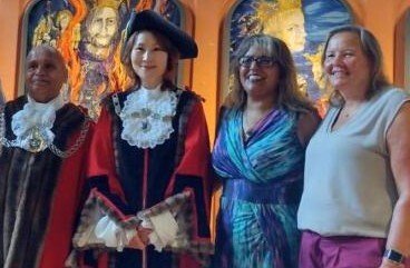 Photo of the new Mayor of Kingston alongside 2 Kingston Mencap trustees