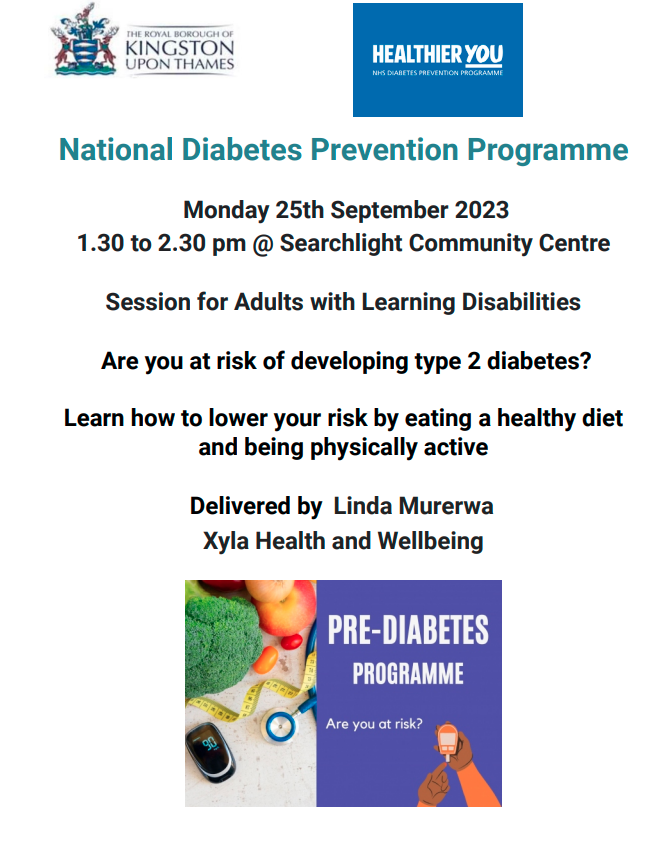 poster for info evening at Searchlight diabetes