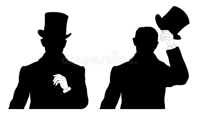 picture of silhouette two men in top hats