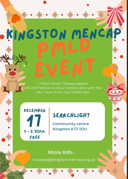 flyer with details for a pmld event 