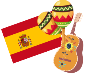picture of a spanish flag & maracas 