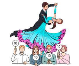 picture ballroom dancers and judges